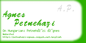 agnes petnehazi business card